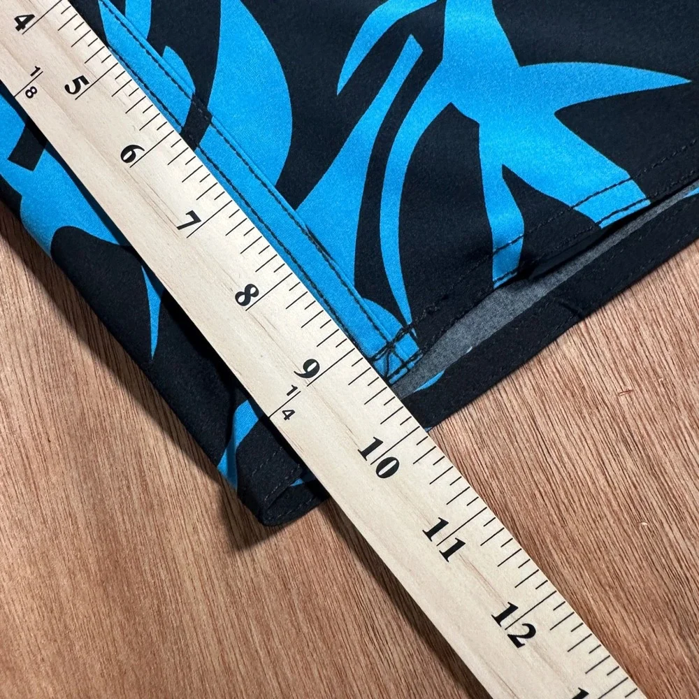 Coastal DNA Board Shorts Mens 32 Black Blue Tropical Palm Leaf 4-Way Stretch